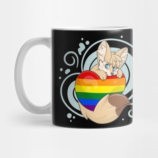 LGBTQIA+ Flag Heart - Fennec Fox Mug